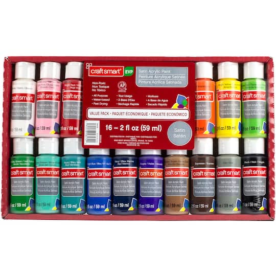 12 Color Satin Acrylic Paint Value Pack by Craft Smart®